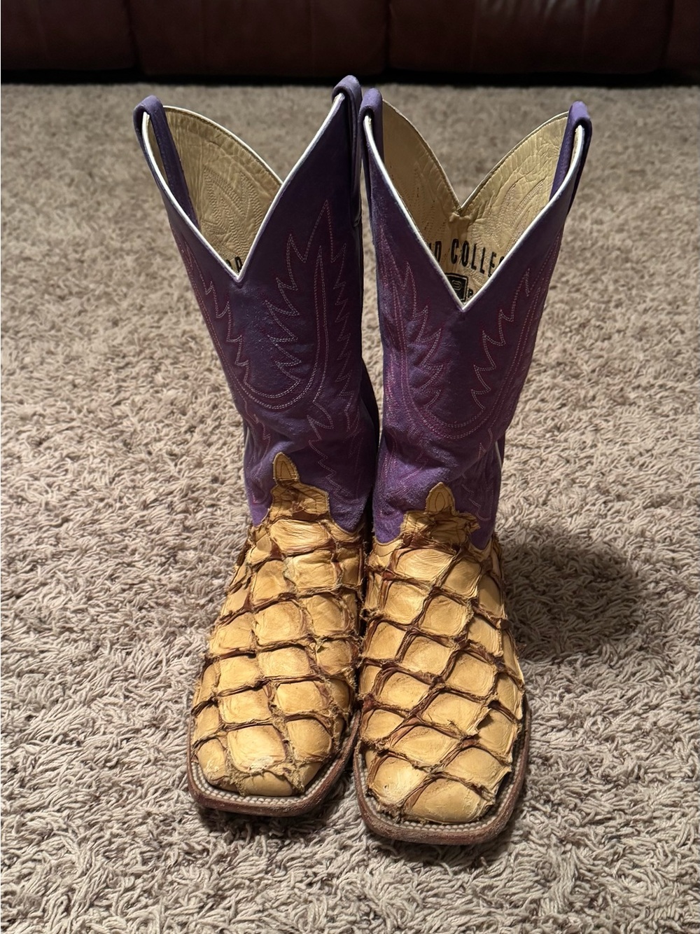 Men's Horsepower Purple Shaft and Tan Exotic-Pirarucu Western Boots